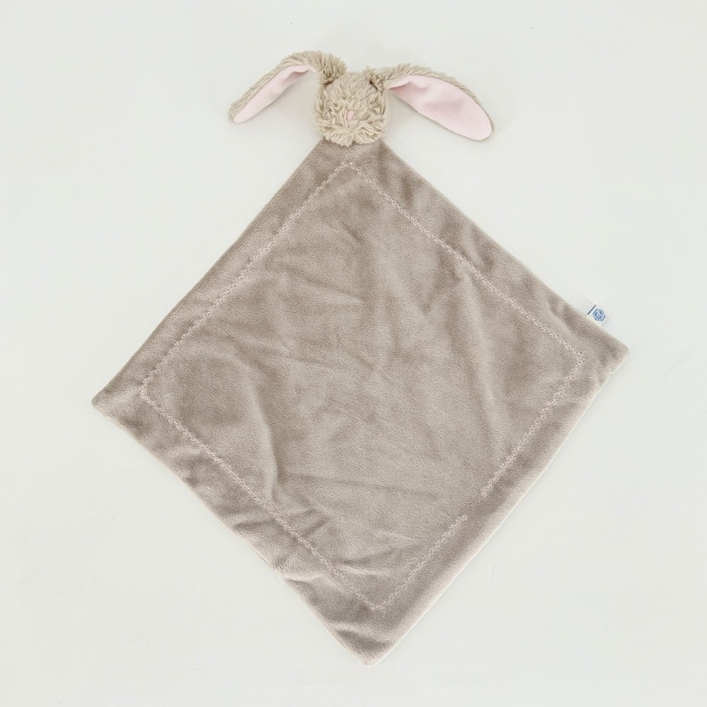 Pottery Barn Kids Bunny Lovey Security Blanket Plush Gray Pink 11.5"